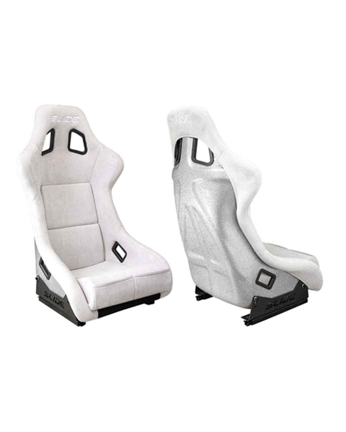 SLIDE - RACING SEAT KS2 Premium Light Grey Suede Silver Glitter