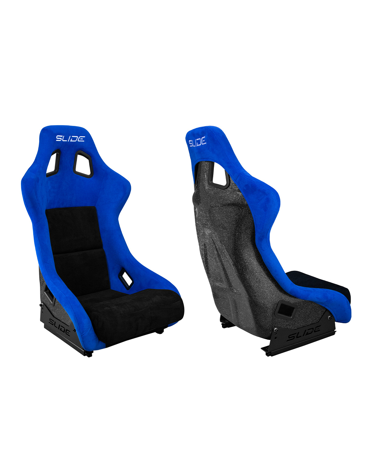 SLIDE - RACING SEAT KS2 Premium Black & Blue Suede Black Glitter