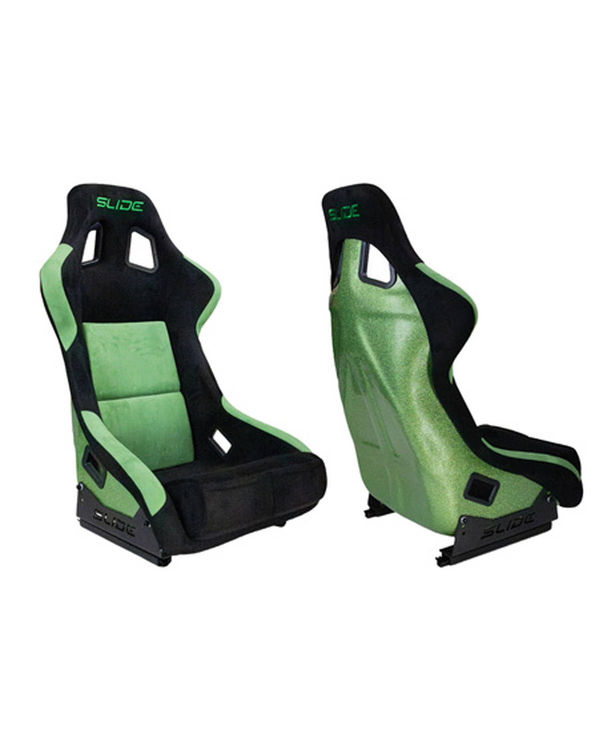 SLIDE - RACING SEAT KS2 Premium Green & Black Welur Green Glitter