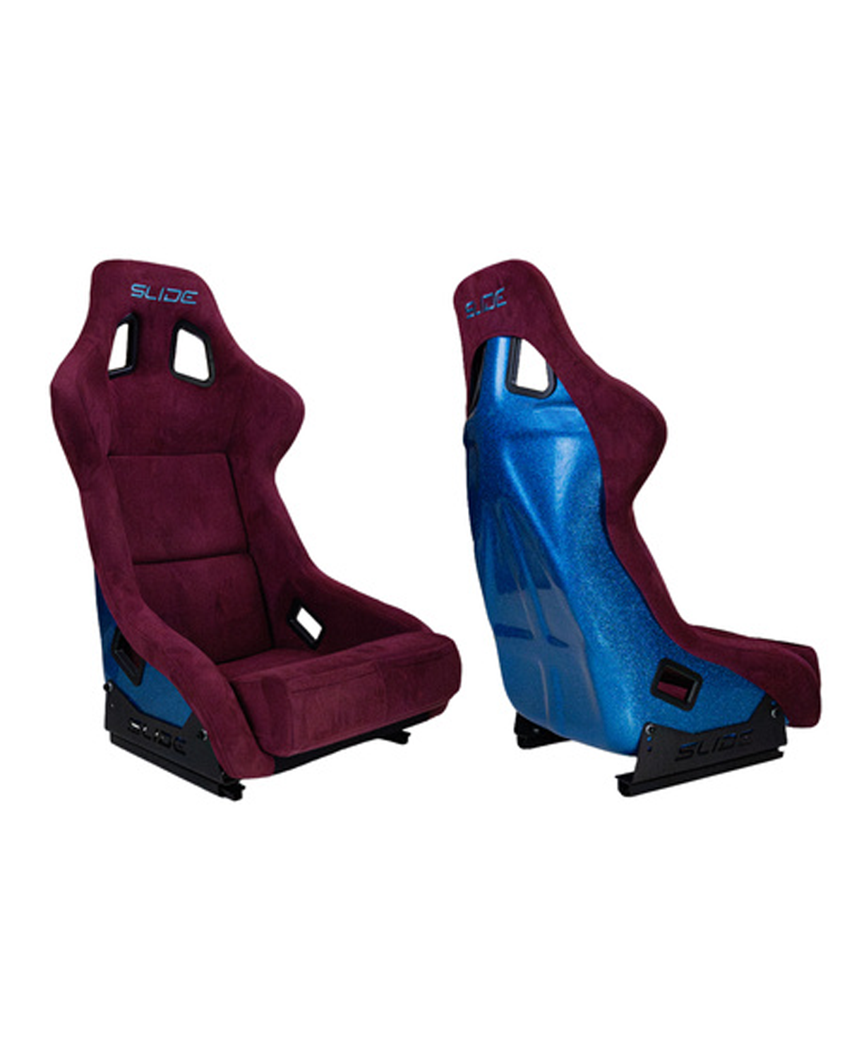 SLIDE - SPORTA KRĒSLS KS2 Premium Dark Purple Welur & Sea-Blue Glitter