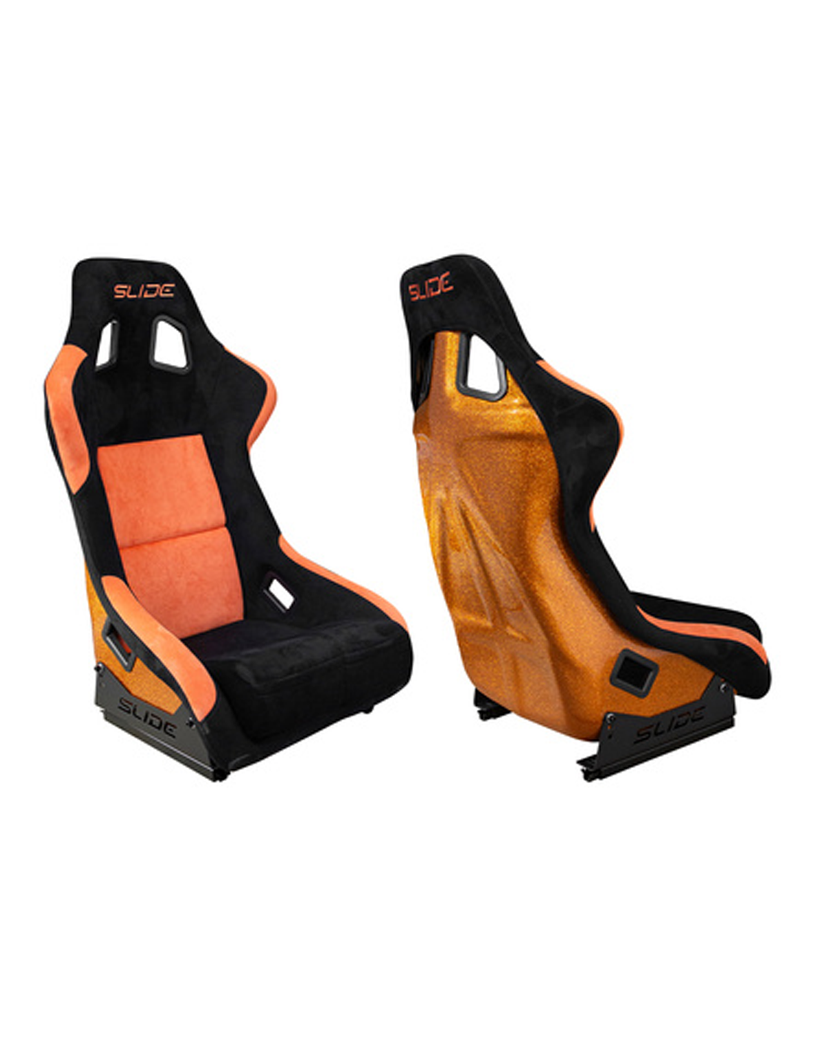 SLIDE - SPORTA KRĒSLS KS2 Premium Black & Orange Suede Orange Glitter