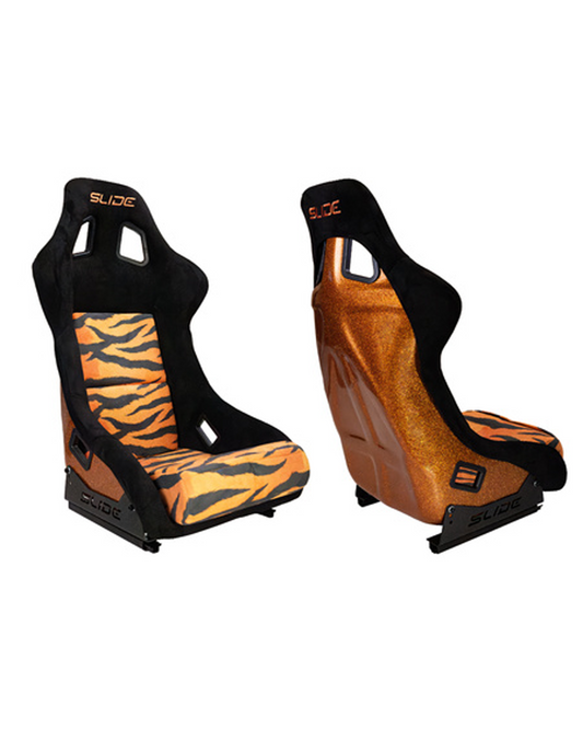 SLIDE - SPORTA KRĒSLS KS2 Premium Orange Black & Grafic Tiger Welur Orange Glitter