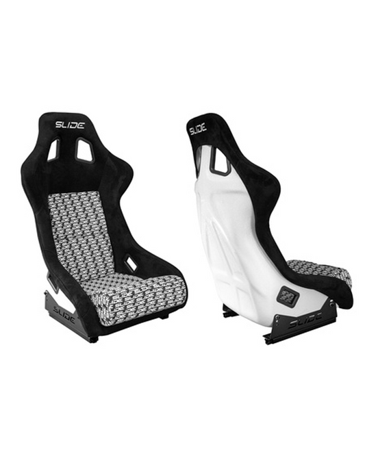 SLIDE - SPORTA KRĒSLS KS2 Premium Black & Logo Pattern Suede White Glitter