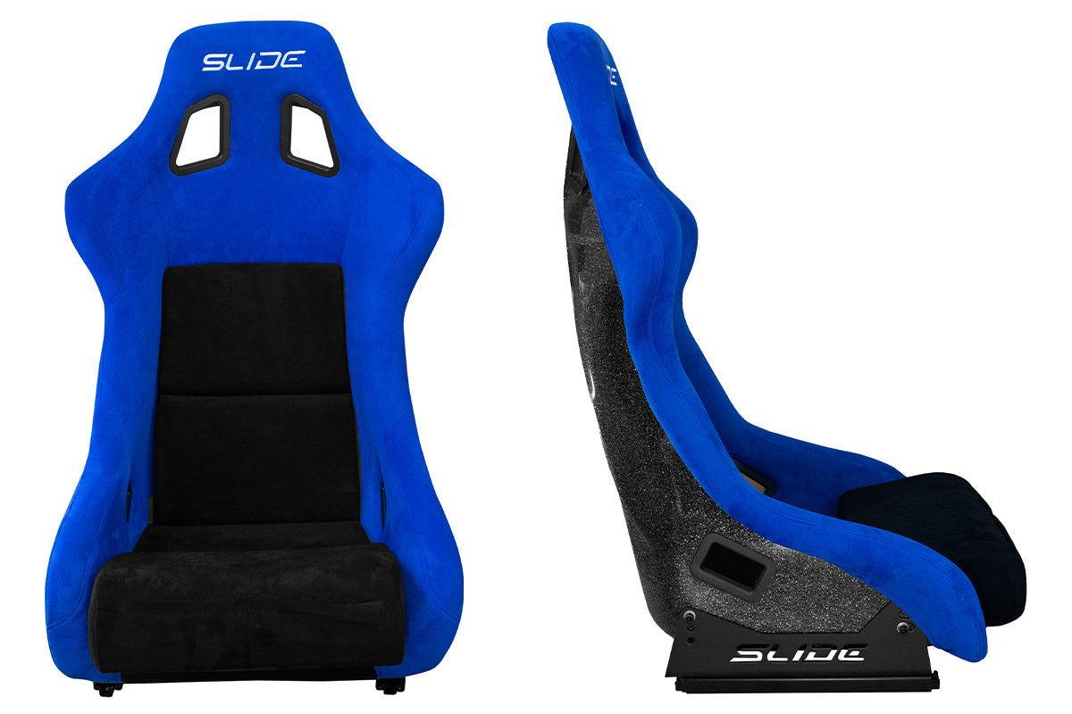 SLIDE - RACING SEAT KS2 Premium Black & Blue Suede Black Glitter