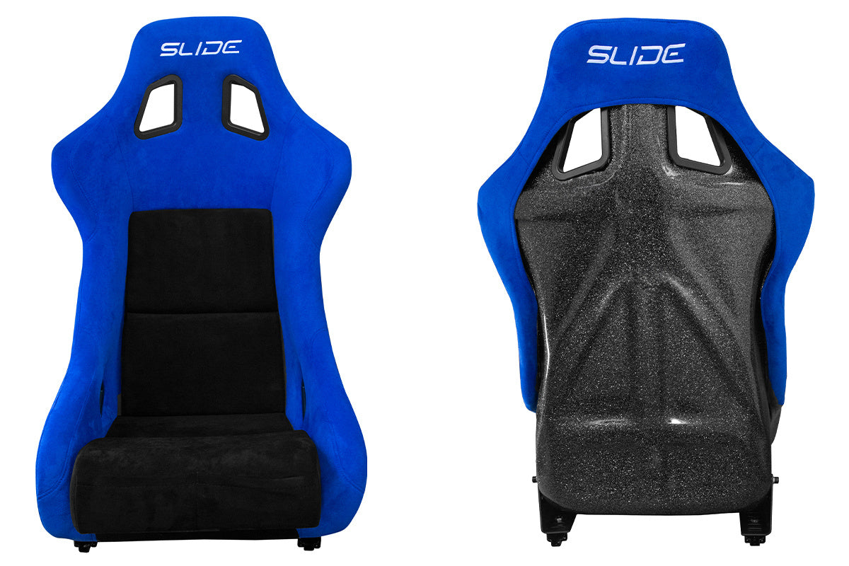 SLIDE - RACING SEAT KS2 Premium Black & Blue Suede Black Glitter