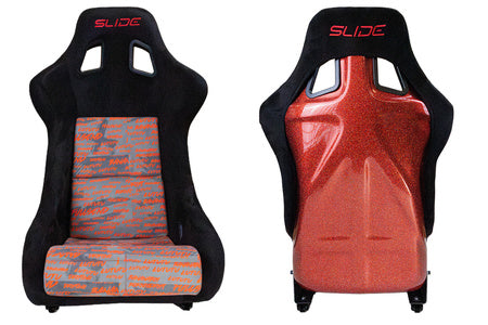 SLIDE - SPORTA KRĒSLS KS2 Premium Black Personal Words Welur & Red Glitter