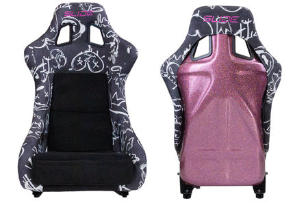 SLIDE - RACING SEAT KS2 Premium Black & Spray Graffity Welur Pink Glitter