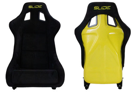 SLIDE - RACING SEAT KS2 Premium Black Welur & Yellow Glitter