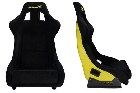 SLIDE - RACING SEAT KS2 Premium Black Welur & Yellow Glitter