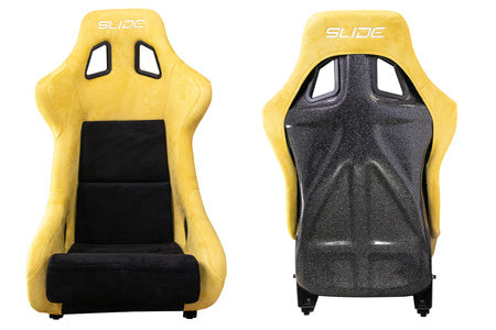 SLIDE - RACING SEAT KS2 Premium Black & Yellow Suede Black Glitter