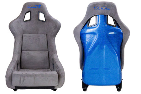 SLIDE - RACING SEAT KS2 Premium Grey Welur & Blue Glitter