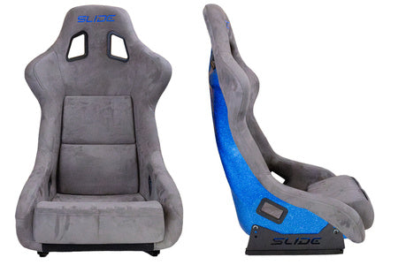 SLIDE - RACING SEAT KS2 Premium Grey Welur & Blue Glitter