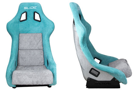 SLIDE - SPORTA KRĒSLS KS2 Premium Mint & Quilted Grey Suede Silver Glitter