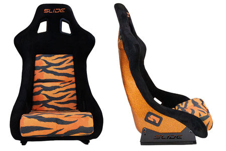 SLIDE - SPORTA KRĒSLS KS2 Premium Orange Black & Grafic Tiger Welur Orange Glitter