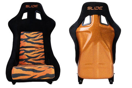 SLIDE - SPORTA KRĒSLS KS2 Premium Orange Black & Grafic Tiger Welur Orange Glitter