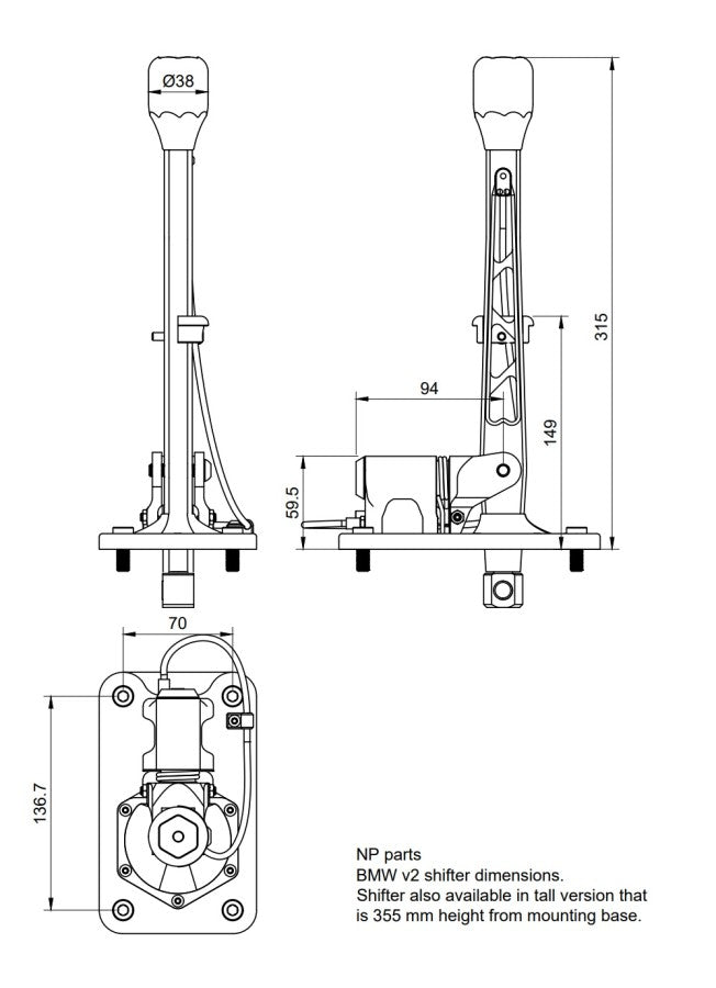 NP Parts - short shifter v2 Melns